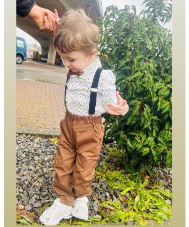 Volunboy Baby Boys Gentleman Suit 4PCS Outfit 2-3 Years | Formal Bow Tie Shirts + Suspenders Pants | Whitedots - Buy Online on SooperMarket.com