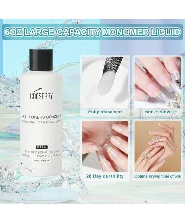 Cooserry 6oz Acrylic Nail Powder and Monomer Liquid Set - Clear Nail Kit with Professional Brush for French Nail Art - Perfect Christmas Gift - Buy Online on SooperMarket.com