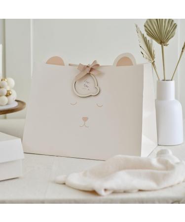 Ginger Ray Baby Shower White Teddy Bear Bag with Pop-Out Ears and Gift Tag Neutral Gift Bag