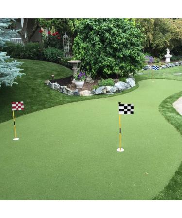 Checkered Golf Flags 8x6 Mini Putting Green Flags - 3 Pack Red/White Pin Flags | 420D Nylon Yard, Indoor, Outdoor Backyard Garden Flags - Buy Online on SooperMarket.com