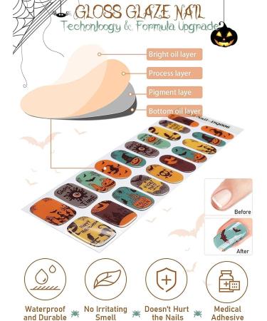 EBANKU Halloween Gel Nail Polish Strips - 20 Stickers for Pumpkin Witch Nail Designs with Nail File Stick - UV/LED Lamp Required - Buy Online on SooperMarket.com