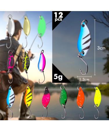 12-Piece Trout Spoon Set | Realistic Trout Bait & Spinner for Pike Zander Perch | Complete Fishing Set with Spoon Box - Buy Online on SooperMarket.com