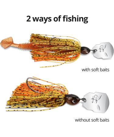 MadBite Bladed Jig Fishing Lures 5 pc and 3 pc Multi-Color Kits with Vibrating Action, Heavy-Wire Hooks, and Storage Box - 3/8 oz - Ideal for Clear Water & Muddy Water fishing - Buy Online on SooperMarket.com