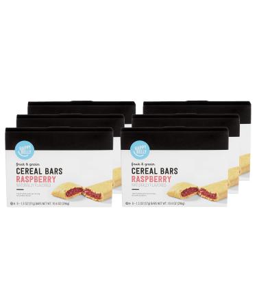 Amazon Brand - Happy Belly Fruit & Grain Cereal Bars, Raspberry, 8 Count (Pack of 6)