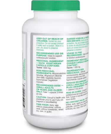Organika Taurine Ultra Strength- 1000mg- Supports Cardiovascular Health 3000mg Daily Dose- 240vcaps SUPPLEMENT - Buy Online on SooperMarket.com