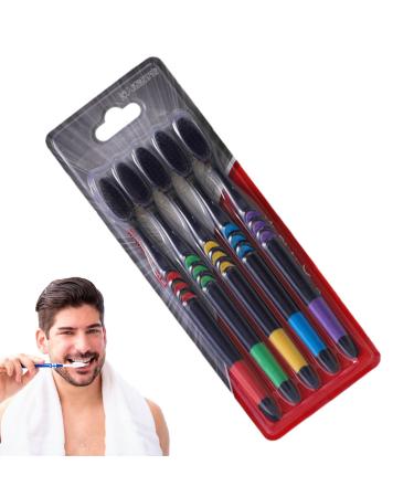 Calakono toothbrush for adults soft toothbrushes |5 pieces of coal toothbrush bamboo coal care teeth several colors for the moon family five black