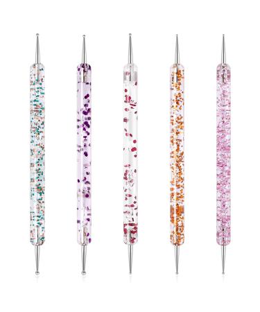 5PCS Dotting Tools Set Dotting Painting Pen Polish Carving Tool UV Gel Painting DIY Design Nail Art 2 Way Dotting Pen Tool Nail Design Dotting Tool for Gel Polish Decoration