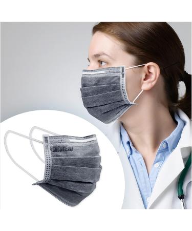 BlueEagle 4-Ply Individually Wrapped Disposable Adult Face Masks - 50 Pcs | Activated Carbon Filter | Large Fit | Charcoal Black Color - Buy Online on SooperMarket.com