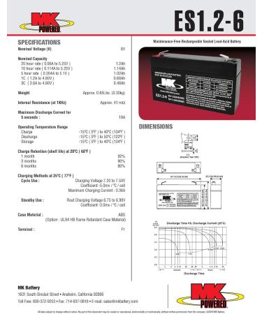 Buy ES1.2-6 Maintenance-Free Rechargeable Sealed Lead-Acid Battery | International Shipping Available - Buy Online on SooperMarket.com