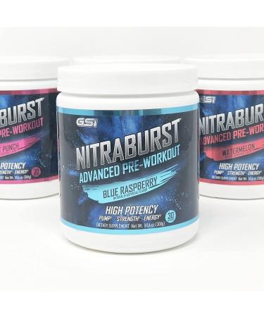 Giant Sports Nitraburst Pre Workout Powder | Boosts Strength, Energy & Exercise Performance | Creatine Free | Blue Raspberry 30 Servings - Buy Online on SooperMarket.com