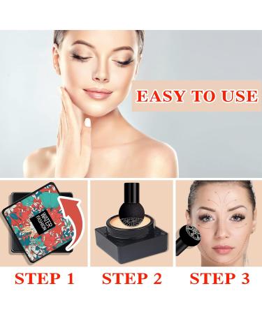 Air Cushion CC Cream Mushroom Head Foundation BB Cream Foundation Makeup Moisturizing CC Cream Liquid Foundation Lasting Matte Concealer Foundation Even Skin Tone Suitable for All Skin(Natural) Difu a - Buy Online on SooperMarket.com