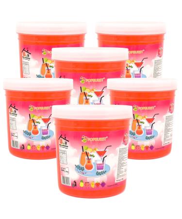 Strawberry Popping Boba Pearls for Bubble Tea Dessert Toppings Cocktails - Tanoshiya - 1.3KG (Pack of 6)