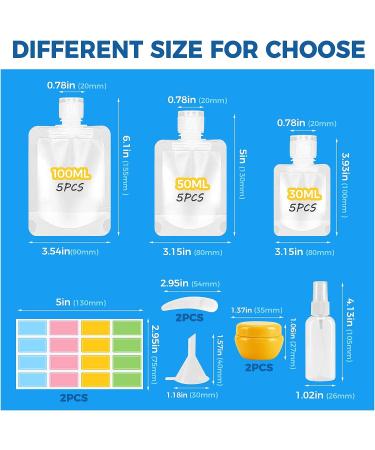 23 Pcs Refillable Travel Size Toiletry Pouch Set - Leakproof Containers for Shampoo, Lotion, Soap - 30ml, 50ml, 100ml - Buy Online on SooperMarket.com