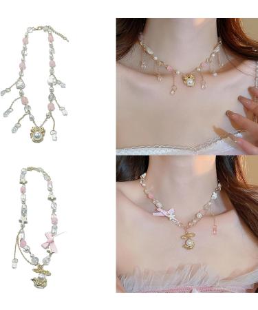 Shop Oralgo's Stylish Pearl Necklace with Art Beads & Adjustable Loop Pendant - Perfect Collarbone Chain for Every Occasion - Buy Online on SooperMarket.com