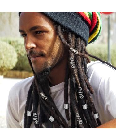 RechicGu 75PCS Silver Hair Cuff Rings Dreadlock Loc Beads Pack - Vintage Style for Braids, Wigs, Rasta Hair Accessories - Buy Online on SooperMarket.com