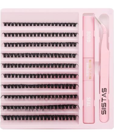 DIY Lash Extension Kit - 200pc D Curl Volume Cluster Lashes with Bond, Seal, and Tweezers | Home Application Individual Eyelash Extensions - 50D Kit - Buy Online on SooperMarket.com