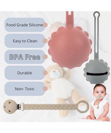 Happydoo Pacifier Box & Chain Set | 2 BPA-Free Pacifier Storage Boxes + Gift Cardboard | Pink & Gray | Easy to Clean & Travel-Friendly - Buy Online on SooperMarket.com