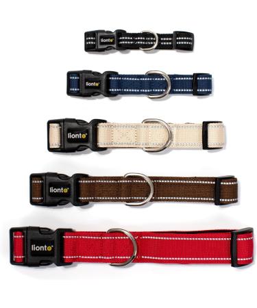 Lonto Soft Padded Dog Collar - Durable Nylon Size S 360 Reflective Click Closure Metal Ring - Beige - Buy Online on SooperMarket.com