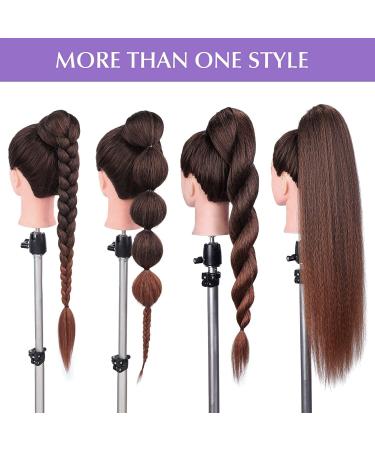 PORSMEER 30 Inch Yaki Straight Drawstring Ponytail Clip In Extensions for Women Kinky Straight Pony Tail Extensions Hair Extensions Ponytail (Black mixed brown) - Buy Online on SooperMarket.com