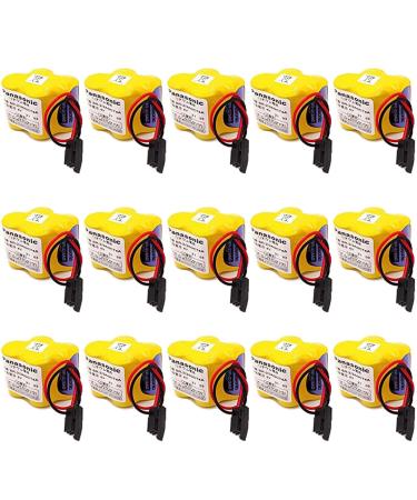 WELLVEUS 15 Pack BR-2/3AGCT4A 6V Battery for Fanuc A98L-0031-0025 4400mAh (Black Connector)