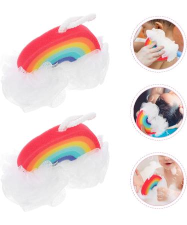 Kisangel Rainbow Bath Balls - 4 Pcs Colorful Bath Sponge & Scrubber - Perfect for Rainbow Parties & Shower Decorations - Buy Online on SooperMarket.com