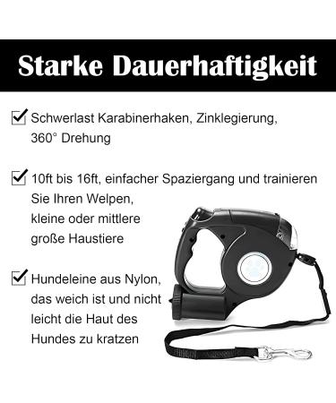 5m Dog Leash with LED Flashlight | 360 Tangle-Free Roller Leash for Dogs up to 25kg | Includes Bag Dispenser | International Shipping Available - Buy Online on SooperMarket.com