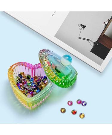 Sweet Heart Shape Acrylic Dappen Dish & Glass Cup | Acrylic Nail Art Kit with Cap Lid | Transparent Colored Glaze Bowl - Buy Online on SooperMarket.com