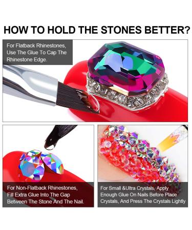 Nail Art 8ml Rhinestone Glue Gel Adhesive Set for Gem Stones - LED Lamp Cure Needed | Includes LED Glue Brush Tools, Pickup Pencil, and Tweezer | UV Rhinestones Glue Kit - Buy Online on SooperMarket.com