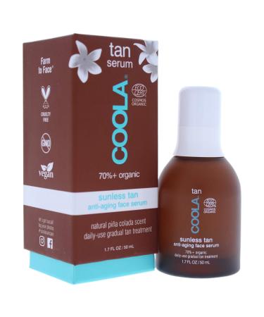 COOLA Organic Sunless Self Tanner Face Serum, Dermatologist Tested Anti-Aging Skin Care Infused with Hyaluronic Acid, Vegan and Non-GMO, Pia Colada, 1.7 Fl Oz