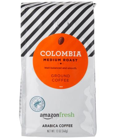 AmazonFresh Colombia Ground Coffee, Medium Roast, 12 Ounce Medium Roast 12 Ounce (Pack of 1)