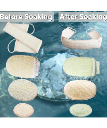 ENLAYER 6 Pack Natural Loofah Exfoliating Back Scrubber and Pad Set - Deep Cleaning Shower Sponge for Face and Body - Buy Online on SooperMarket.com