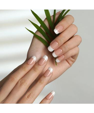 Danni & Toni Half-Hardened Gel Nail Films - Happy-Go-Lucky | Spring French Nail Stickers White Pink Nail Wraps - 28 Stickers for Perfect Nails - Buy Online on SooperMarket.com