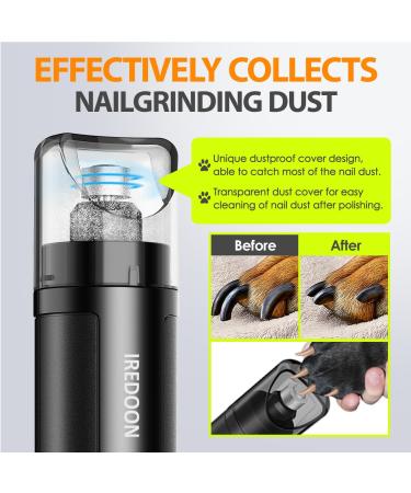 IREDOON Dog Nail Grinder Upgraded - Professional 3-Speed Electric Pet Nail Grinder for Painless Paws Grooming - Suitable for Small to Large Dogs - Black - Buy Online on SooperMarket.com