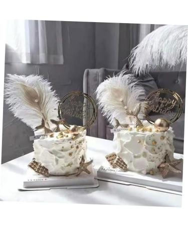 NAMOARLY 2 Pcs Insert Pearl Trim Pearl Decor Beige Decor Ostrich Trim Baking Diy Decor Dessert Inserting Decor Inserting Baking Topper Baking Toppers Insert Card Cake White White 12X5.5CM - Buy Online on SooperMarket.com