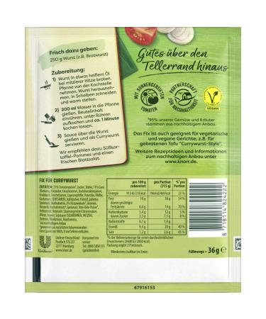 Buy Knorr Fix Currywurst Seasoning Mix (36g) - Authentic Spicy Bratwurst Flavor No Additives - Buy Online on SooperMarket.com