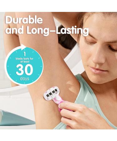 Travel Razors for Women - 5-Blade Mini Razor with Case & Cartridges | Portable Toiletries in Pink - Buy Online on SooperMarket.com