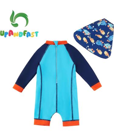 UPF 50+ Baby Boy Swimwear Set with Sun Hat | Blue Fish Design | 2-3 Years - Buy Online on SooperMarket.com