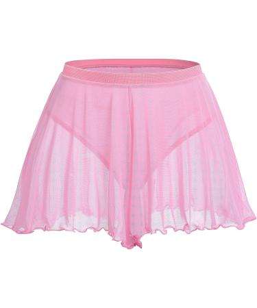 Women's Mesh Sheer High Waist Ruffle Booty Shorts - Pink | Perfect for Rave, Yoga, Dance & Workout - Buy Online on SooperMarket.com