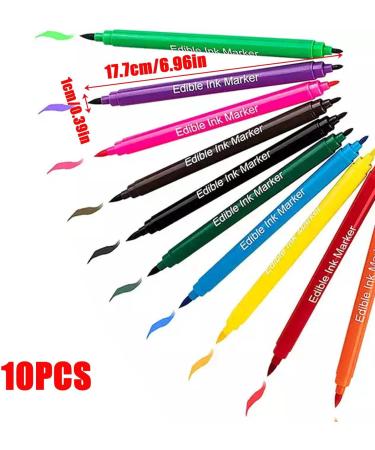 Calakono Baking Writing Pens Supplies Rainbow Dust Edible Markers Set Double-head Edible Markers 10-color Edible Pens with Edible and Safe Materials for Baking Decorating Pastries - Buy Online on SooperMarket.com