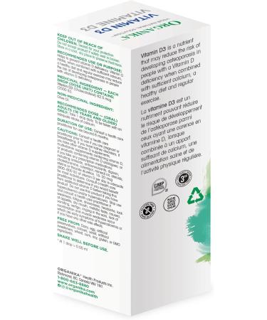 Organika Vitamin D3 Liquid 2500IU- Olive Oil Base Immune System Support- 30ml Nutritional Supplement - Buy Online on SooperMarket.com