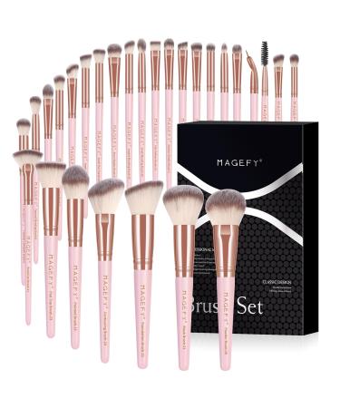 Brush set make -up magefy Professional PCs make -up brush make -up brush set premium foundation face eyes lips eyes shadow brushes cosmetic brush set with black gift box pink