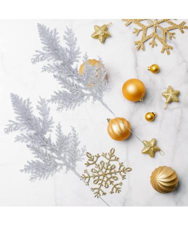 20Pcs Silver Christmas Tree Picks - Glitter Pine Branches for Holiday Crafts & Decor - Buy Online on SooperMarket.com