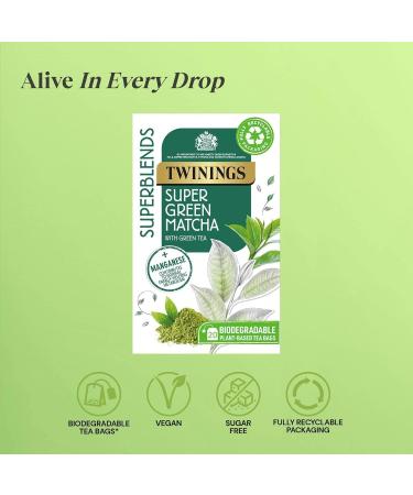 Twinings Superblends Matcha Green Tea - 20 Teabags | Energizing and Antioxidant-Rich Blend - Buy Online on SooperMarket.com