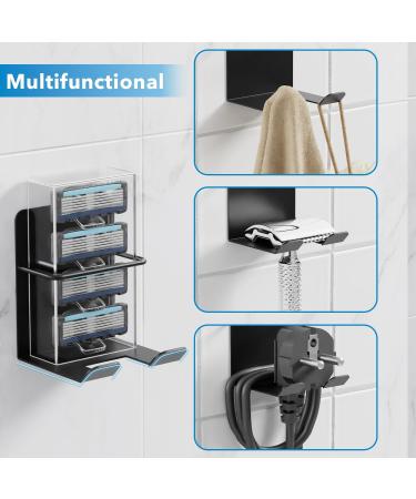 Pickspiff Razor Holder with Refill Pack - Self-Adhesive Stainless Steel Hooks for Bathroom & Shower Accessories - Black 2 Pieces - Buy Online on SooperMarket.com