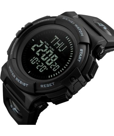 Mens Military Digital Sports Watch with Survival Compass | 50M Waterproof, 3 Alarm, Stopwatch | Black - Buy Online on SooperMarket.com