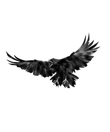 Dopetattoo 6 sheets Temporary Tattoos Raven Tattoos Crow Fake tattoos for Men Women Neck Arm Chest
