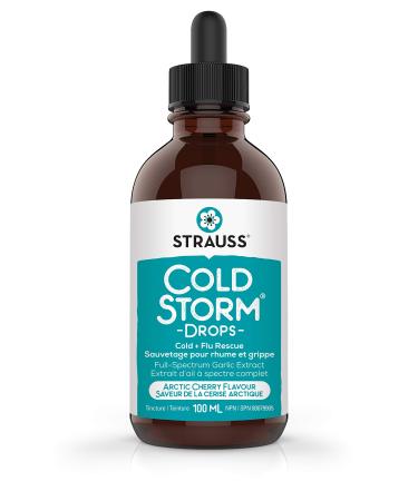 Strauss Naturals Coldstorm Drops Immune & Respiratory Systems Support Supplements with Arctic Cherry Flavor Natural Formula Gluten-Free Soy-Free and Non-GMO 100 ml