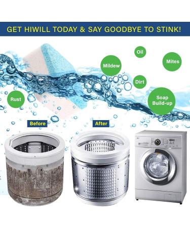 HIWILL Washing Machine Cleaner Tablets - 32 Deep Cleaning Effervescent Tabs | Triple Decontamination & Natural Formula | For All Machines Including HE | Eliminate Stinky Grimy Washer - Buy Online on SooperMarket.com