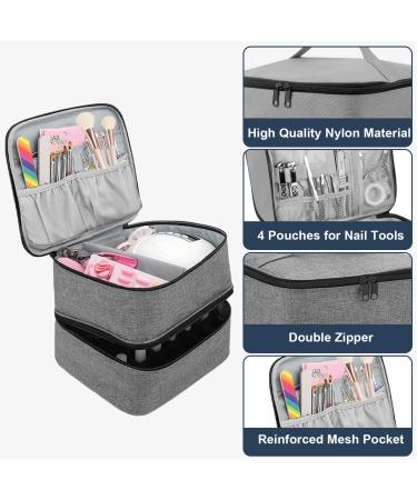 Movstriker Nail Polish Organiser Bag Double Layer Nail Varnish Storage Holds 30 Bottles and A Nail Lamp Traveling Nail Polish Storage Case Portable Nail Lipstick Beauty Tools Box(Grey) - Buy Online on SooperMarket.com