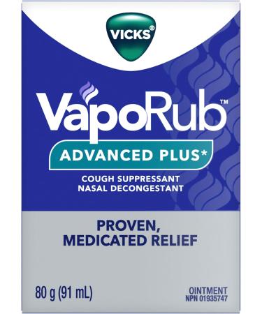Vicks VapoRub Advanced Plus Nasal Decongestant Cough Suppressant Medicated Vicks Vapours Chest Rub Ointment 80 g/91 mL 80 ml (Pack of 1) Advanced Plus - Buy Online on SooperMarket.com